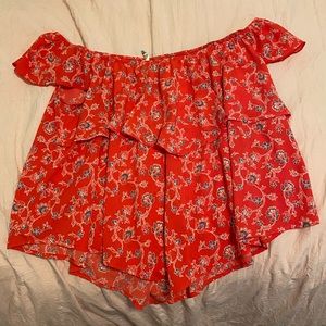 Off the shoulder pink blouse